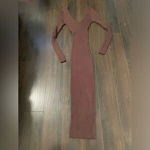 FN Small Long sleeve Midi sweater dress Brown